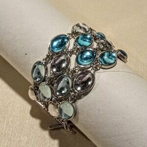 Glass Oval Cabochon Bead 4-Row Toggle Bracelet